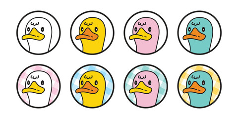 duck vector face head icon round cartoon logo character rubber duck bird chicken symbol doodle isolated illustration design