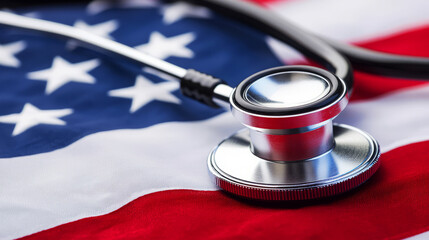 Stethoscope on American Flag Background