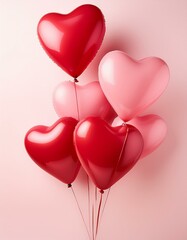 Red and pink heart balloons
