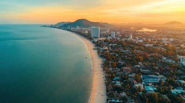 The charming seaside town of Hua Hin, with its long beaches and bustling markets.