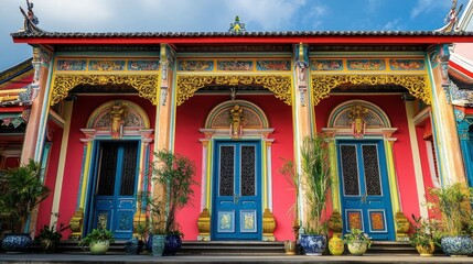Fototapeta premium The historic and culturally rich Old Town of Phuket, with its colorful Sino-Portuguese architecture.