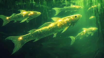 Golden Fish in Green Waters