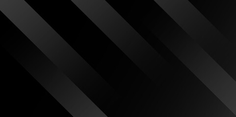 Obraz premium Dark black abstract presentation background with arrow and grey stripes. rectangle shapes layered in contemporary modern art design. Simple black abstract banner background. vector illustration.