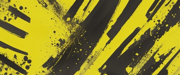 Bold Black and Yellow Abstract Brushstroke Background
