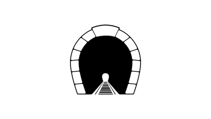 train tunnel logo, Black Isolated Silhouette