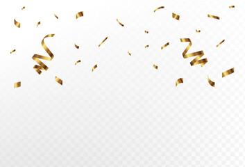 Confetti explosion on transparent background. Pieces of shiny gold paper flying and spreading. rotating ,colorful gold,colorful,modern confetti,abstract,eps 10