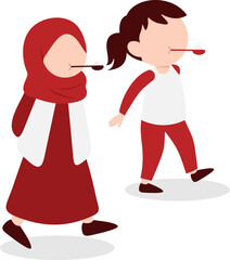 Marble in Spoon Race Competition or Lomba Kelereng