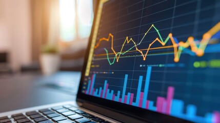 Steady Upward Trend Graph Displayed on Laptop Screen