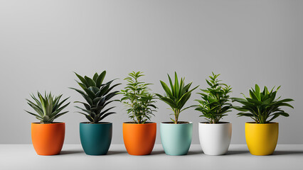 Fototapeta premium Stylish Pack of Artificial Mini Plants in Pots – Latest Design