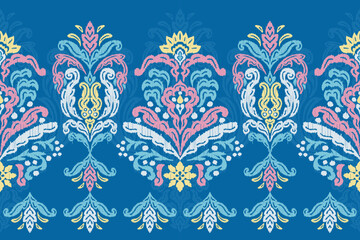 Saree Sarong Motifs Ikat floral paisley embroidery floral.ikat ethnic oriental pattern traditional.Ikat embroidery style abstract embroidery design for texture,fabric,clothing,wrapping,decoration