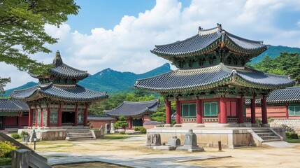 Fototapeta premium The vibrant Gyeongju Historic Area, filled with ancient tombs and temples, showcasing Korea's rich history and culture.