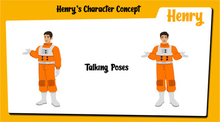 An astronaut cartoon character talking AKA Henry. Astronaut cartoon character vector.