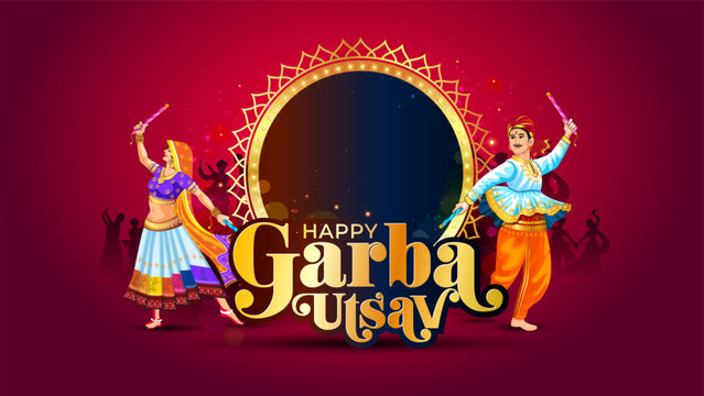 Template design for garba utsav, dandiya dance.