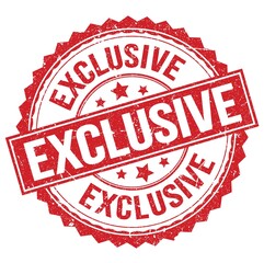EXCLUSIVE text on red round stamp sign