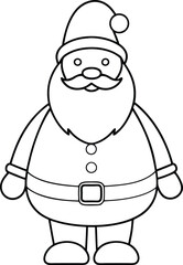 Santa Claus line art silhouette icon, illustration on black and white.