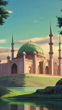 Beautiful view of the mosque in the evening