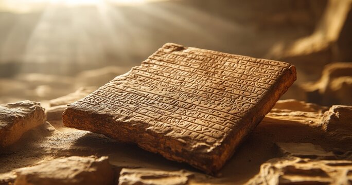 Ancient clay tablet with cuneiform script