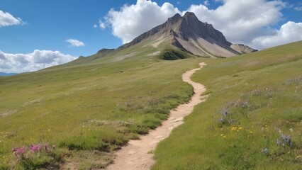  A beautiful mountain landscape with a serene atmosphere