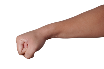 Male clenched fist, throwing punch, cut out isolated