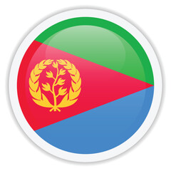 Flag of Eritrea. Glossy round icon isolated on white background