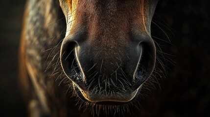 Naklejka premium A close-up of a horse's face with a blurry background is an ideal image for capturing the intricate details and expressions on the horse's face while still showcasing