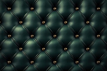 Naklejka premium Dark green leather upholstery with buttons. Perfect for creating backgrounds for elegant designs.