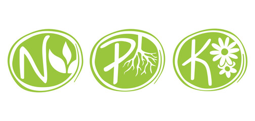 Gardening fertilizer labeling - N, P, K proportion, drawn style