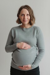 Beautiful Woman in Her 50s Experiencing Late Pregnancy