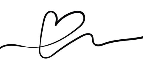 Obraz premium Valentines continuous line heart shape on white background. Vector illustration