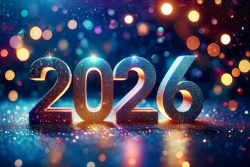 new year 2026 lights glitter defocussed background