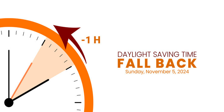 Daylight saving time end. Fall back, set clock back one hour. Minimalist alarm clock design. Vector illustration