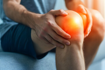 Man Holding His Injured Knee - Painful Kneecap Illustration