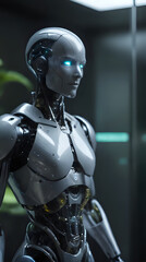 Naklejka premium a robot that is standing in a room