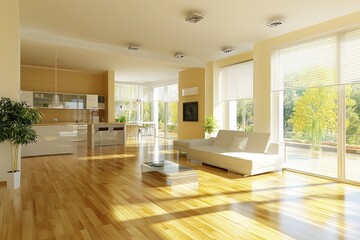 Modern Living Room Interior with Blank Space