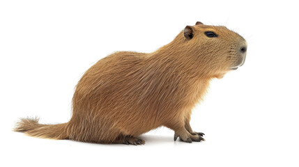 Obraz premium Capybara seating on isolated white background