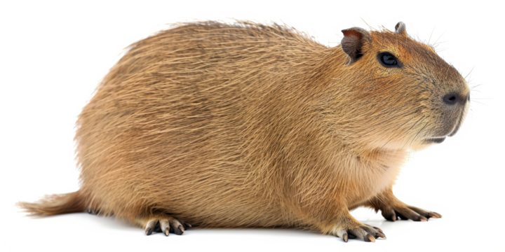 Capybara seating on isolated white background