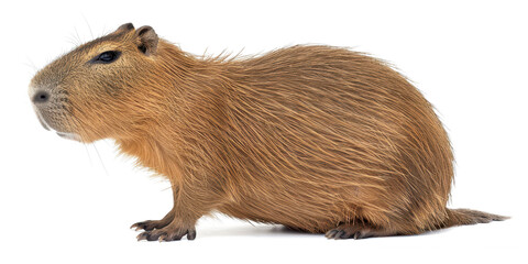 Obraz premium Capybara seating on isolated white background