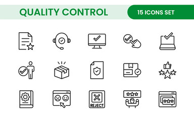 Quality Control line icon set. Included the icons as inspect, QA, qualify, quality control, check, verify, and more.