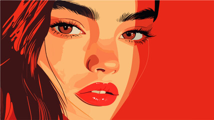 Vector portrait of a beautiful girl with a model appearance. Close-up portrait of a woman.