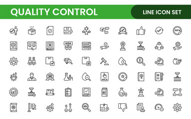 Quality Control line icon set. Included the icons as inspect, QA, qualify, quality control, check, verify, and more.