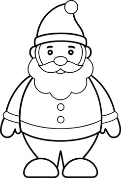 recommend clip art: Santa Claus line art silhouette icon, illustration on black and white.