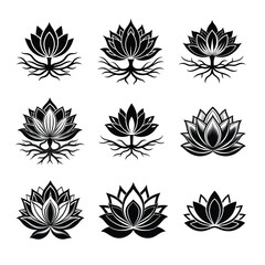 Water Lily Bundle Silhouette Vector