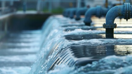 Water Flowing from Pipe in Industrial Treatment Facility