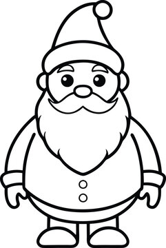 recommend clip art: Santa Claus line art silhouette icon, illustration on black and white.
