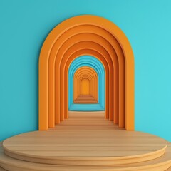 Fototapeta premium Colorful Arches in a Minimalist Interior Design