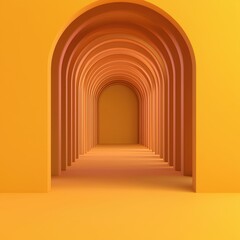 Fototapeta premium Bright Yellow Archway in Minimalist Architectural Design
