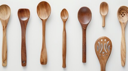 Symmetrical Display of Wooden Cooking Utensils