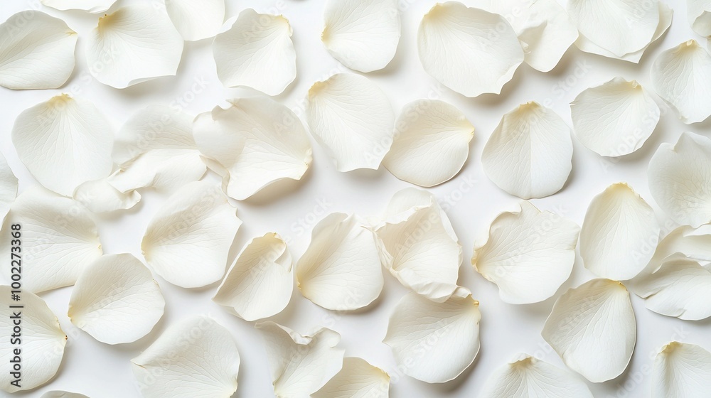 Sticker   A group of white flowers resting atop a white background, with a solitary bloom centered in the frame