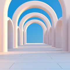 Serene Architectural Arches with Blue Sky Background