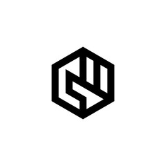 abstract shape hexagon line concept logo black